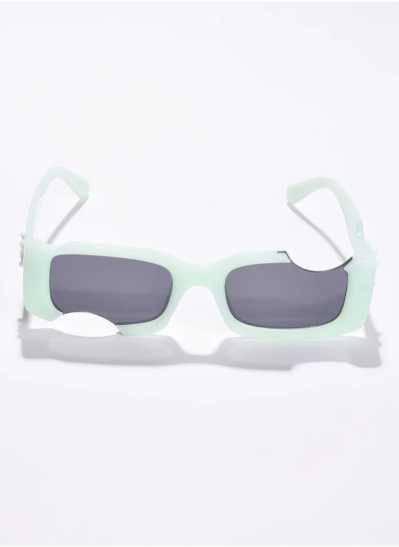 Haute Sauce Black Lens Green Rectangle Sunglasses