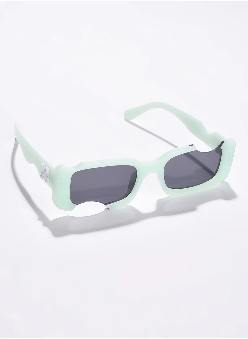 Haute Sauce Black Lens Green Rectangle Sunglasses