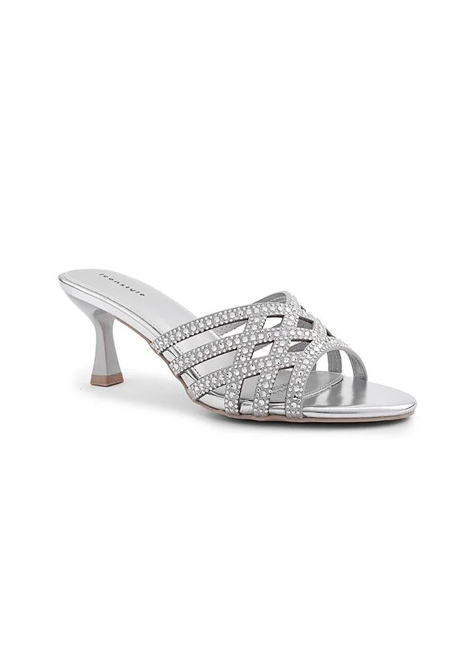 IconStyle Elegant heel slipper with secure ankle strap.