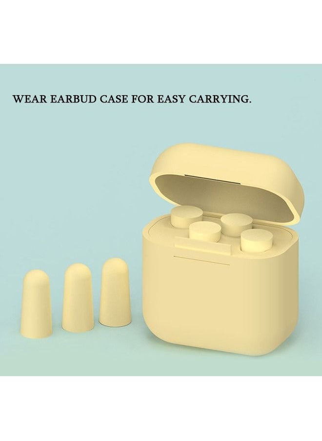 Generic - 2 Pairs Foam Noise Ear Plugs with Storage Box, Earplug for Ultra Soft Swimming Noise Cancelling, Reusable Ear Plug for Travel (Yellow) - Image 1