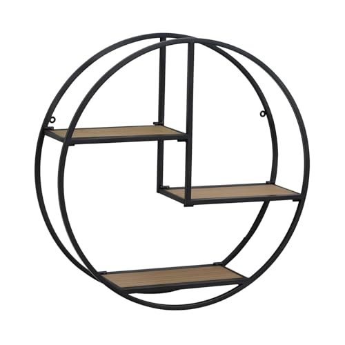 Synovana Industrial Style Round Wall Shelves 3 Tier Metal Hanging Circle Floating Shelves for Bathroom Living Room Wall Decor 21 Inch - Image 1
