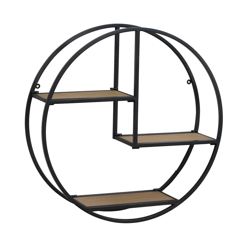 Synovana Industrial Style Round Wall Shelves 3 Tier Metal Hanging Circle Floating Shelves for Bathroom Living Room Wall Decor 21 Inch - Image 2