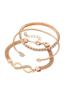 Huitich 3-Piece Bracelet Set Elegant Multi-Layer Crystal & Alloy Bracelet  - Image 1