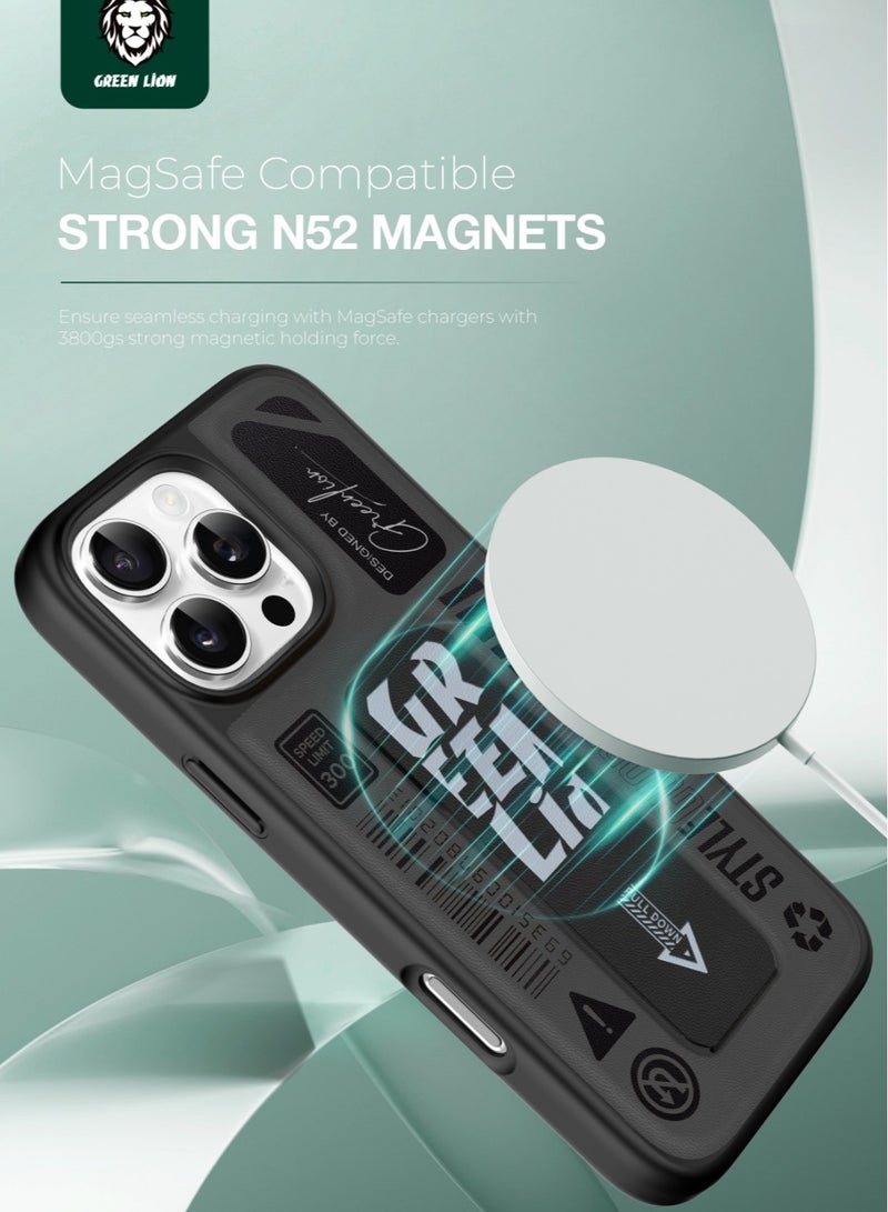 GREEN LION iPhone 16 Pro Max Grip Pro Magsafe Case / Grip and Stand / Shock Absorption / Comfortable Grip /Strong Magnets / Anti Scratch / Stylish Back Cover - Titanium - Image 4