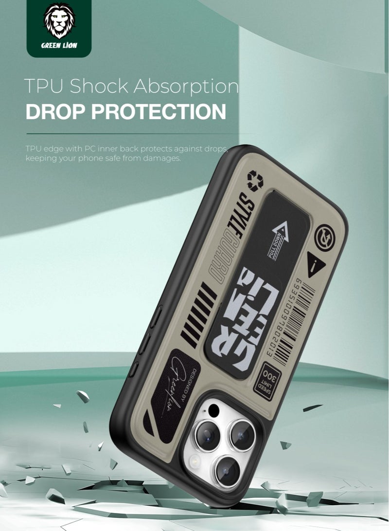 GREEN LION iPhone 16 Pro Max Grip Pro Magsafe Case / Grip and Stand / Shock Absorption / Comfortable Grip /Strong Magnets / Anti Scratch / Stylish Back Cover - Titanium - Image 2