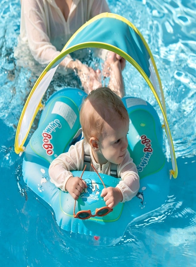 Swimbobo Inflatable Baby Swim Float with Soft Fabric Vest and seat Size Improved Infant Pool Floaties with Sun Canopy Swimming Pool Toys (Large) - Image 2