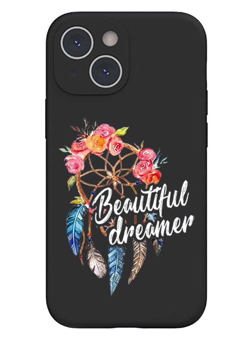 Theodor Protective Slim Fit Case Liquid Silicone Cover with Full Body Protection Anti-Scratch Shockproof Case For iPhone 15 Plus Black - Beautiful Dreamer white - Image 1