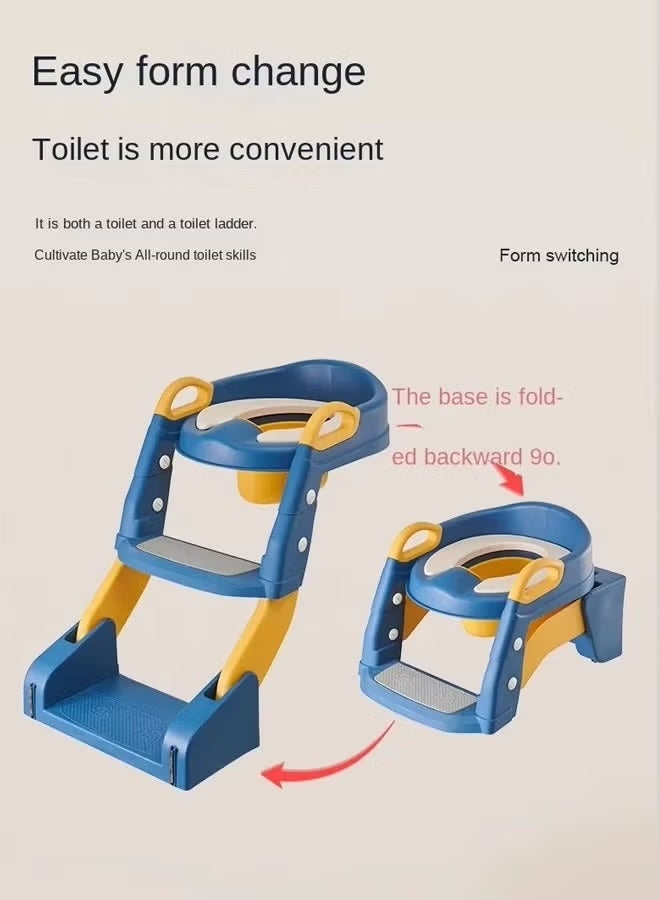Kawkab 3-in-1 Toddler Potty Training Toilet Seat with Foldable Step Stool – Adjustable toddler toilet seat suitable for boys and girls, featuring a padded, ergonomic backrest, non-slip footrests, and safety handles. - Image 3
