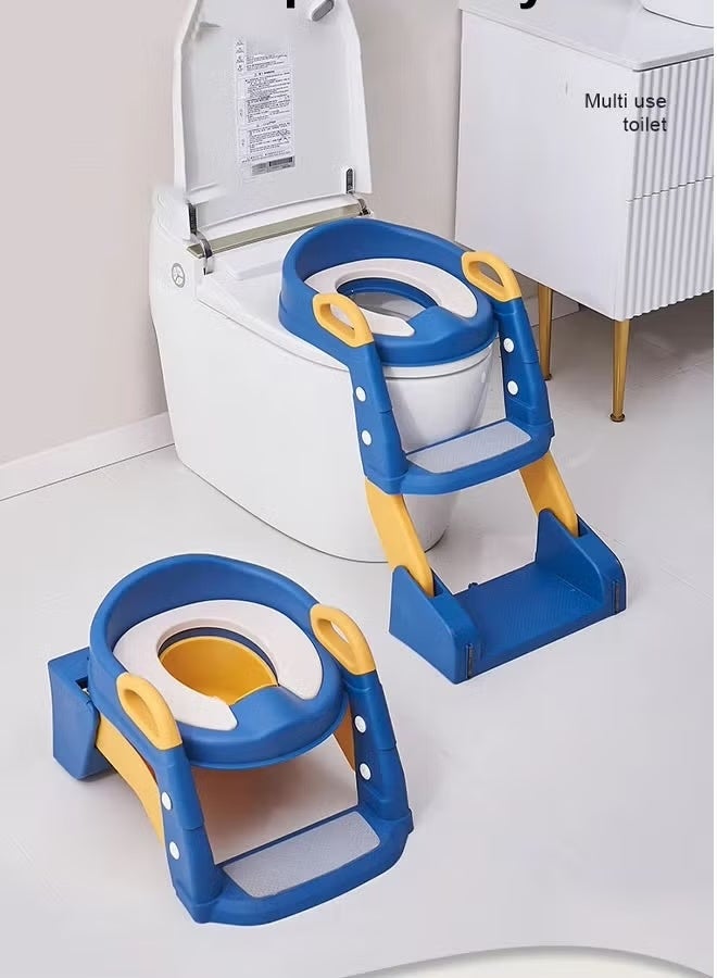 Kawkab 3-in-1 Toddler Potty Training Toilet Seat with Foldable Step Stool – Adjustable toddler toilet seat suitable for boys and girls, featuring a padded, ergonomic backrest, non-slip footrests, and safety handles. - Image 1