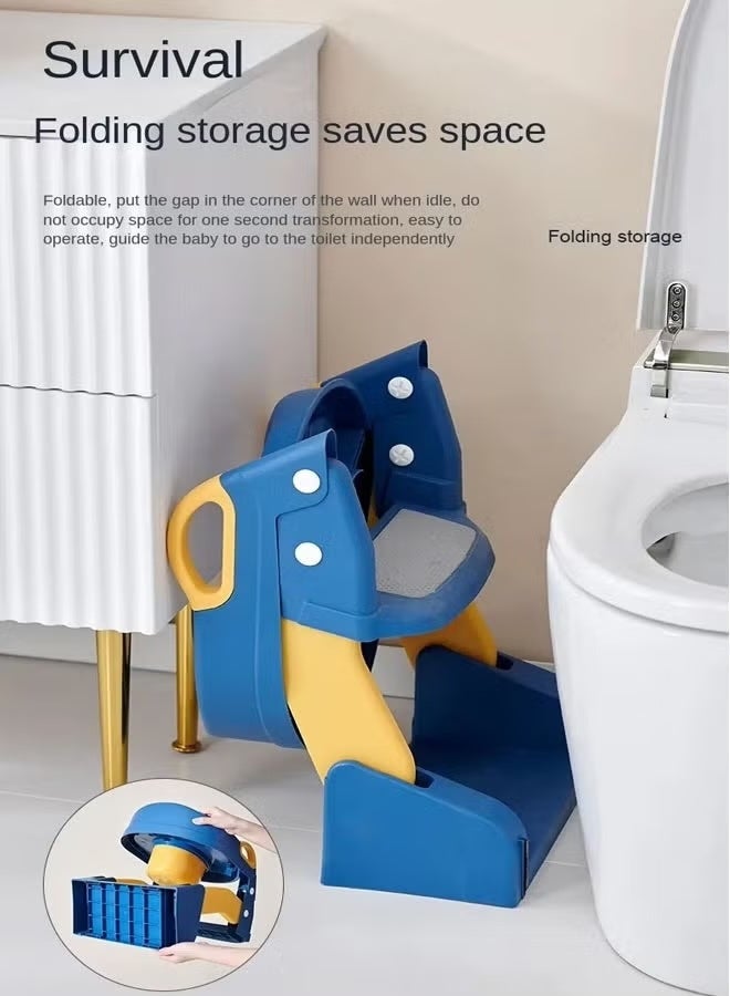 Kawkab 3-in-1 Toddler Potty Training Toilet Seat with Foldable Step Stool – Adjustable toddler toilet seat suitable for boys and girls, featuring a padded, ergonomic backrest, non-slip footrests, and safety handles. - Image 4