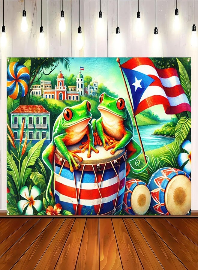 BlissYard Puerto Rico Coqui Frog Banner Backdrop Party Decor Party Photography Background 71 x 43 inch Indoor Outdoor Porch Sign For Birthday Christmas - Image 1