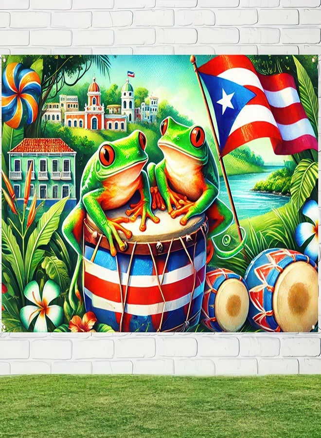 BlissYard Puerto Rico Coqui Frog Banner Backdrop Party Decor Party Photography Background 71 x 43 inch Indoor Outdoor Porch Sign For Birthday Christmas - Image 4