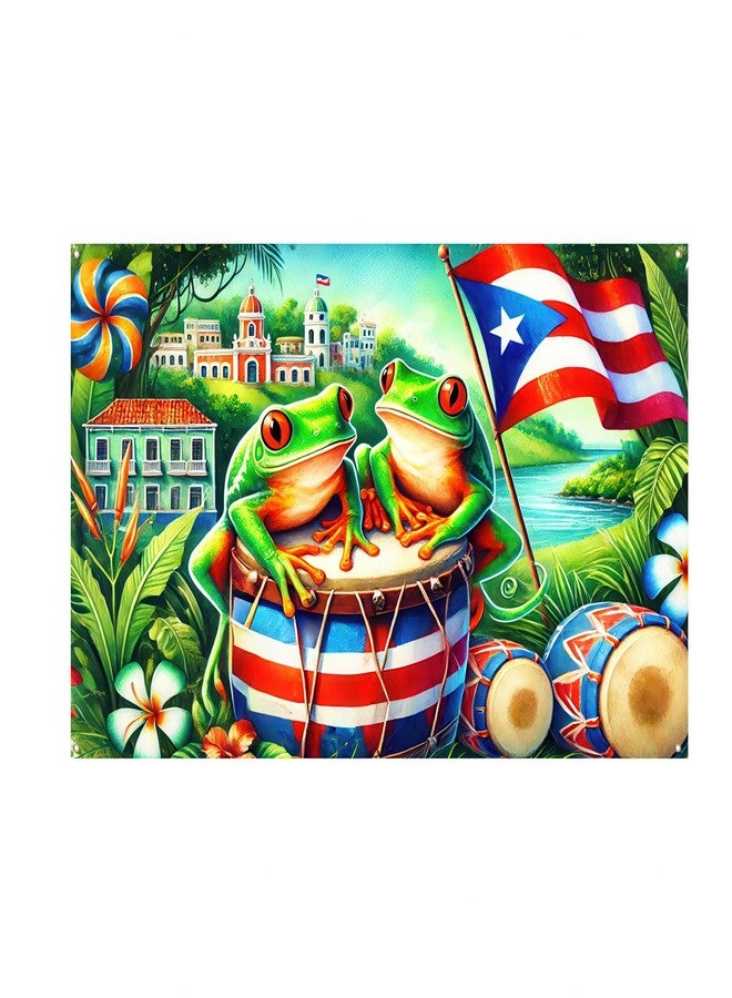 BlissYard Puerto Rico Coqui Frog Banner Backdrop Party Decor Party Photography Background 71 x 43 inch Indoor Outdoor Porch Sign For Birthday Christmas - Image 2