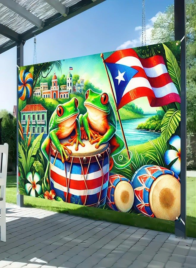 BlissYard Puerto Rico Coqui Frog Banner Backdrop Party Decor Party Photography Background 71 x 43 inch Indoor Outdoor Porch Sign For Birthday Christmas - Image 3