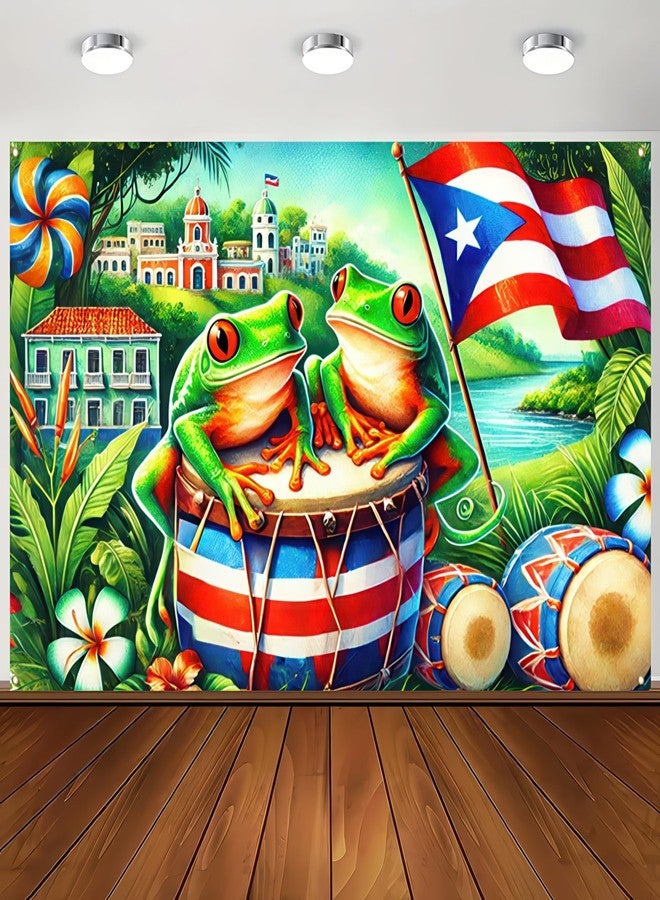 BlissYard Puerto Rico Coqui Frog Banner Backdrop Party Decor Party Photography Background 71 x 43 inch Indoor Outdoor Porch Sign For Birthday Christmas - Image 5
