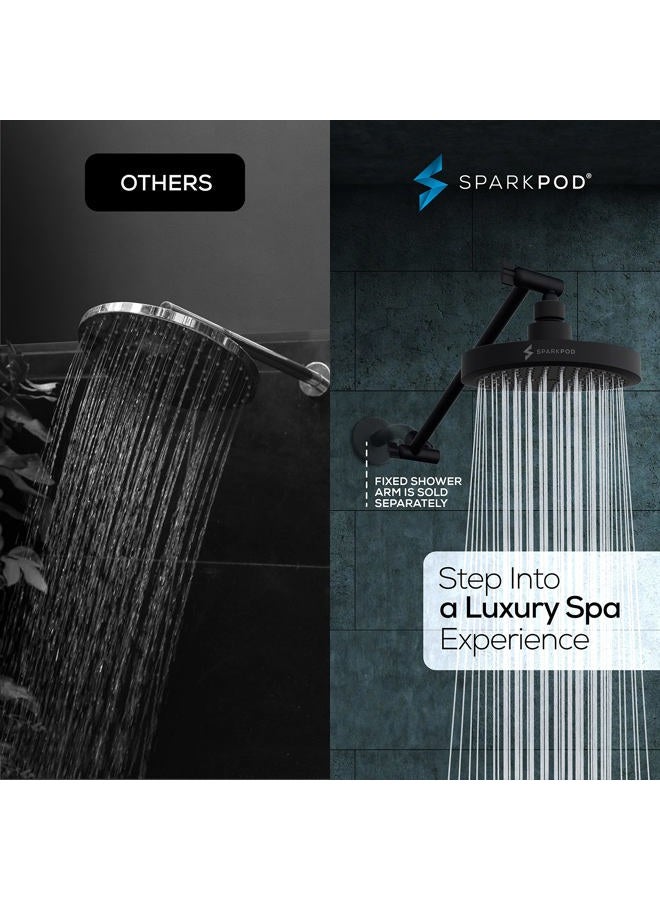 SparkPod Rain Shower Head with Shower Arm Extension - High Pressure Rain - Luxury Modern Look - No Hassle Tool-less 1-Min Installation (11" Shower Arm Extension, Midnight Black Matte) - Image 2