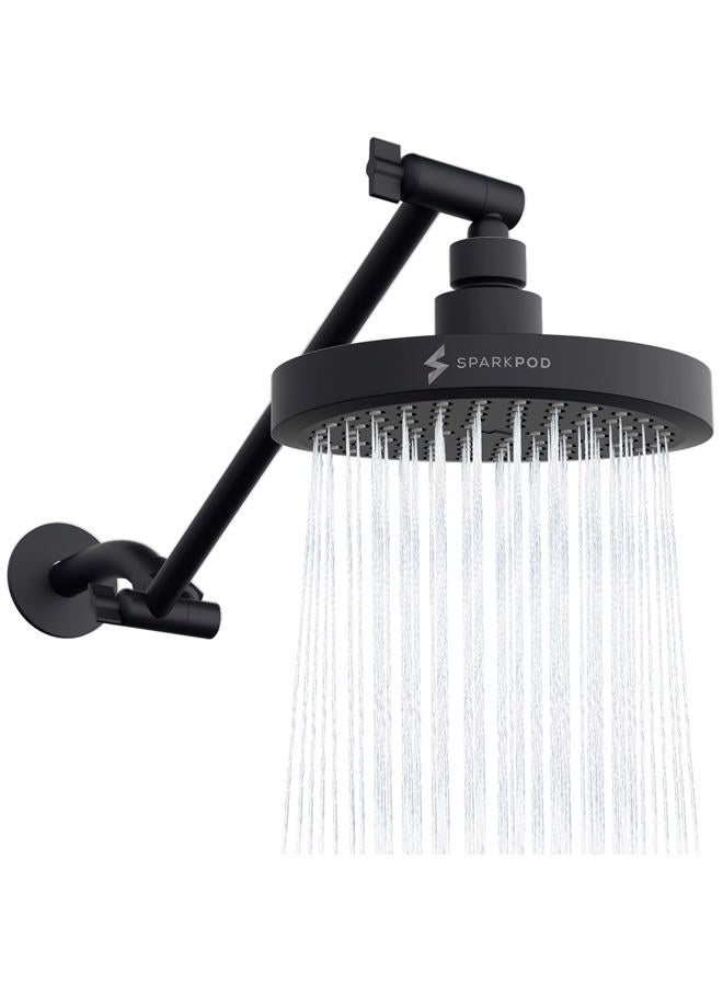 SparkPod Rain Shower Head with Shower Arm Extension - High Pressure Rain - Luxury Modern Look - No Hassle Tool-less 1-Min Installation (11" Shower Arm Extension, Midnight Black Matte) - Image 1