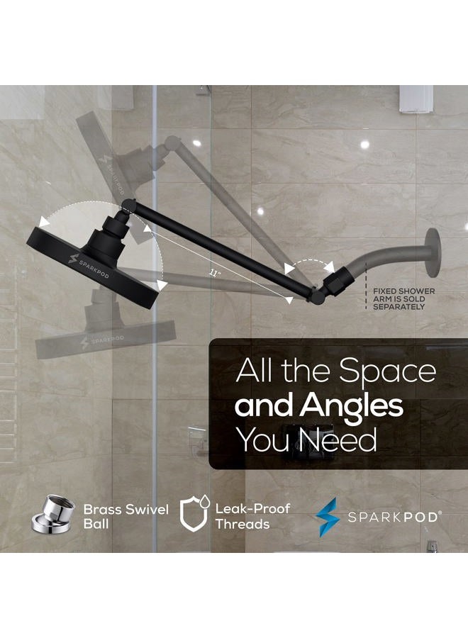 SparkPod Rain Shower Head with Shower Arm Extension - High Pressure Rain - Luxury Modern Look - No Hassle Tool-less 1-Min Installation (11" Shower Arm Extension, Midnight Black Matte) - Image 5