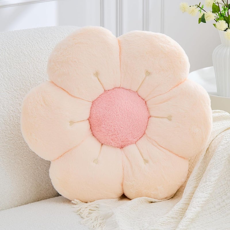 VBGYA Flower Pillow Cute Flower Shaped Pillows Decorative Daisy Pillow for Bed Aesthetic Home Decor Floral Throw Pillows Floor Seating Cushion (Beige, Small-14.9 Inch) - Image 1