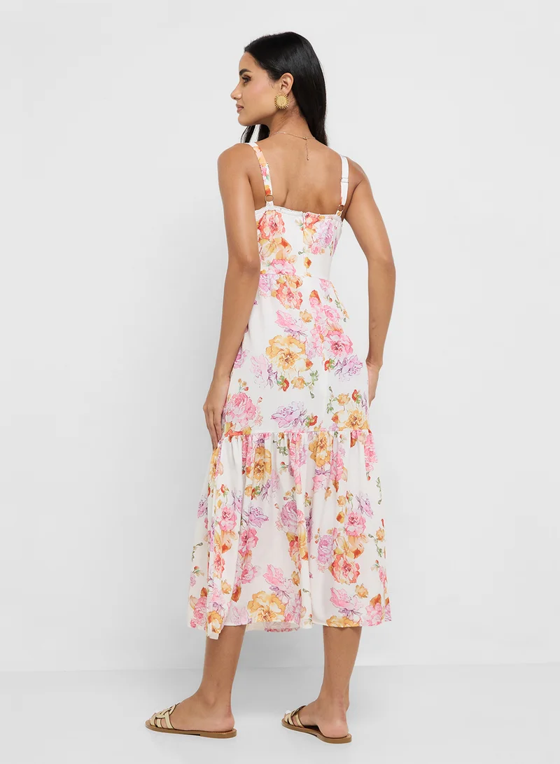 Ginger Strappy Corset Bodice Floral Sundress