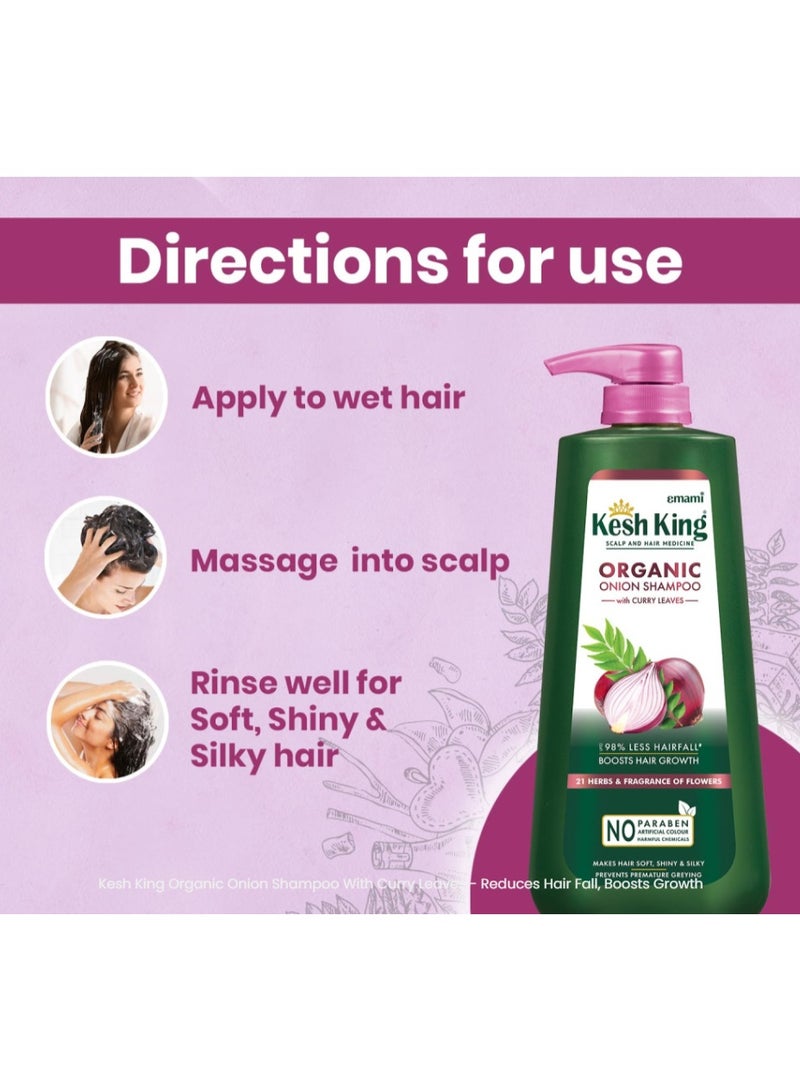 Kesh King Organic Onion Shampoo with Curry Leaves, Reduces Hairfall & Boosts Hair Growth - 600ml - Image 5