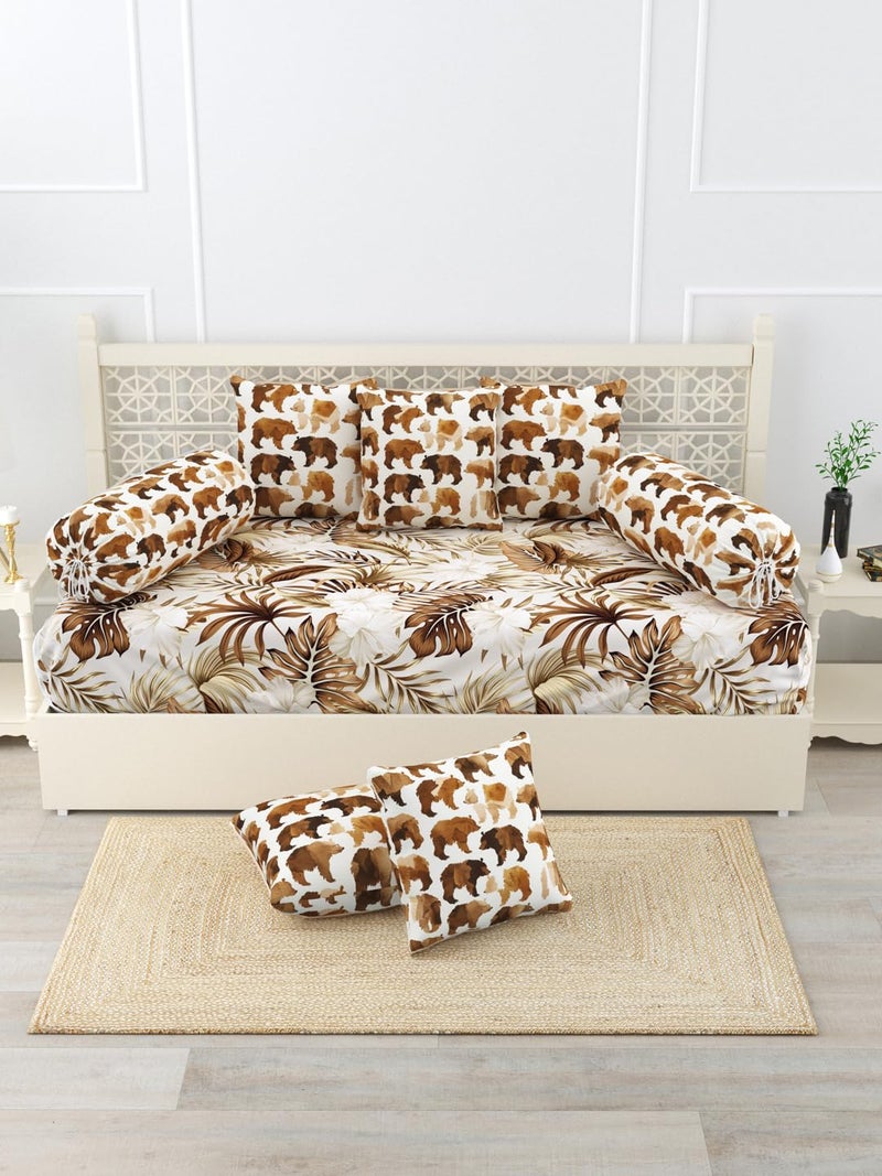 EVER HOME Diwan Set Covers Cotton 8 Pieces Pure Cotton Digital Printed Standard Diwan Set (1 Single Bedsheet, 2 Bolster Covers, 5 Cushion Covers) - Image 2
