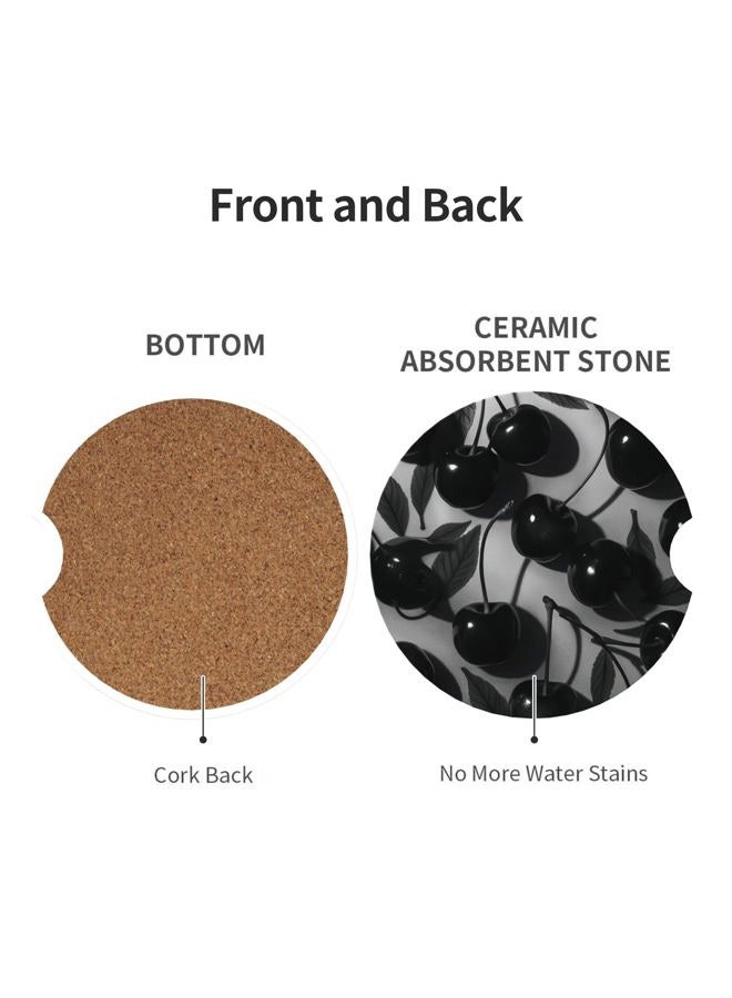 CTVSLFU Absorbent Car Coasters for Cup Holders, 2 Pack Universal Anti Slip Ceramic Cup Coaster for Women Men 2.56 Inch Car Interior Accessories - Black Cherry 021 - Image 2
