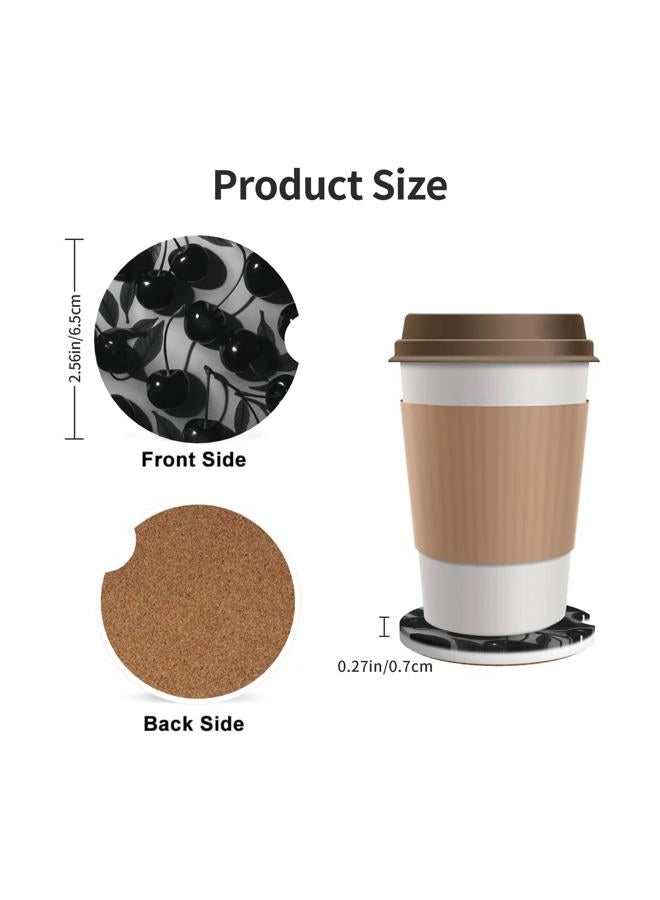 CTVSLFU Absorbent Car Coasters for Cup Holders, 2 Pack Universal Anti Slip Ceramic Cup Coaster for Women Men 2.56 Inch Car Interior Accessories - Black Cherry 021 - Image 3