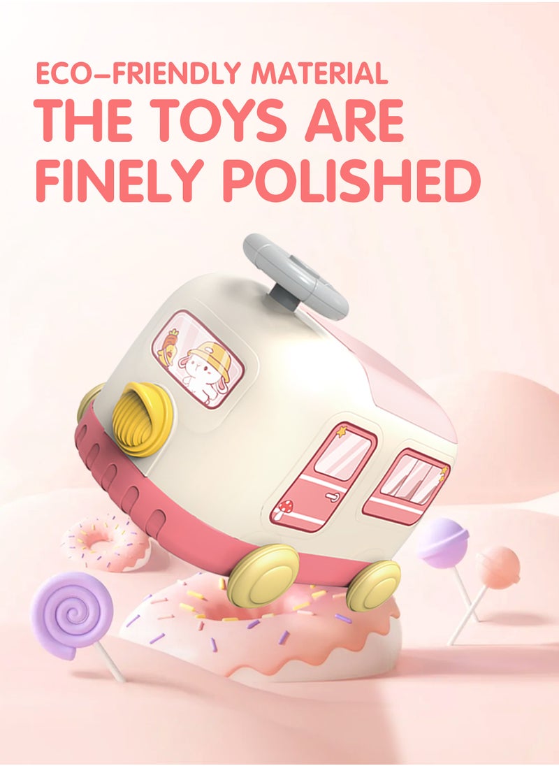 36Pcs Pretend Kitchen Toy Set, Indoor Kitchen Cooking Game Kit, 2-in-1 Deformable Toy Car of Kitchen Game Kit Toys for 1-3 Years Old,Built-in Storage Compartment, Boys and Girls,Pink  - Image 2