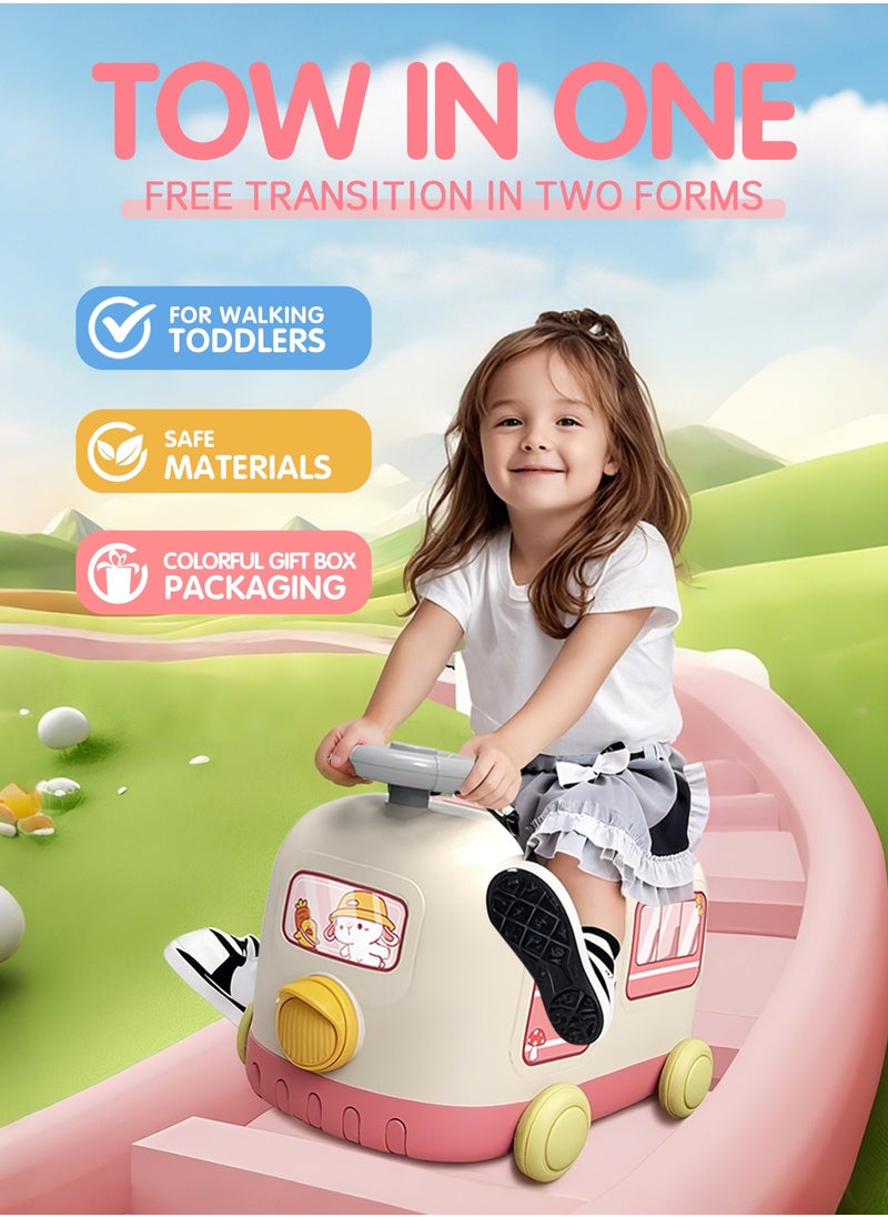 36Pcs Pretend Kitchen Toy Set, Indoor Kitchen Cooking Game Kit, 2-in-1 Deformable Toy Car of Kitchen Game Kit Toys for 1-3 Years Old,Built-in Storage Compartment, Boys and Girls,Pink  - Image 3