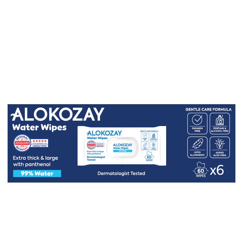 Alokozay Water Baby Wet Wipes 6 x 60 Wipes - Image 1