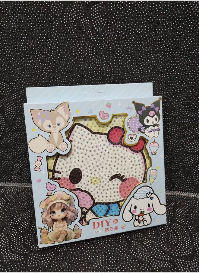 Diamond Painting Kit for Kids Develop Focus Skills and Patience, Improve Visual Coordination With a Frame (Kitty)