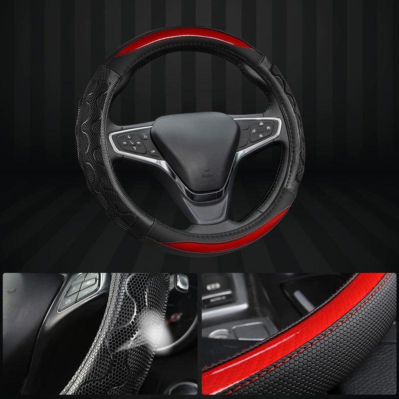 GIANT PANDA Steering Wheel Cover for Chevy Silverado - Car Steering Wheel Cover for Chevrolet Colorado Tahoe - Red - Image 5