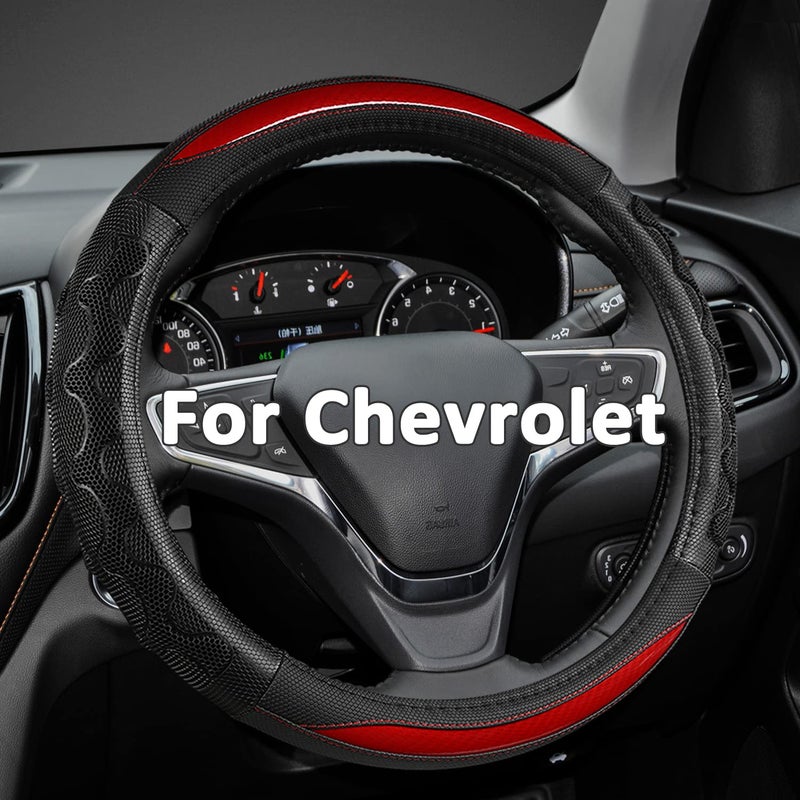 GIANT PANDA Steering Wheel Cover for Chevy Silverado - Car Steering Wheel Cover for Chevrolet Colorado Tahoe - Red - Image 1