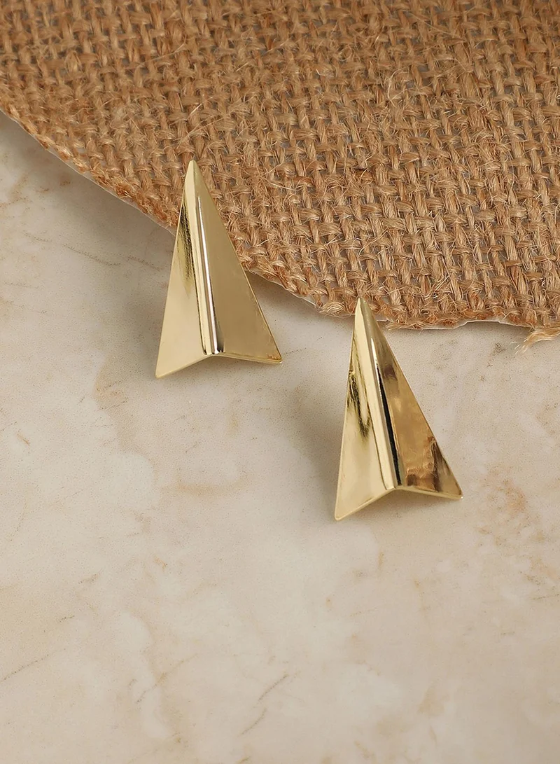 SOHI Folded Triangle Artificial Stud Earring Jewellery