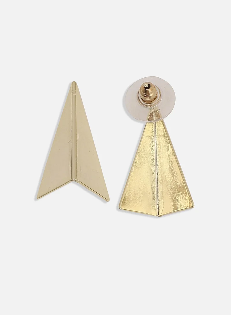 SOHI Folded Triangle Artificial Stud Earring Jewellery