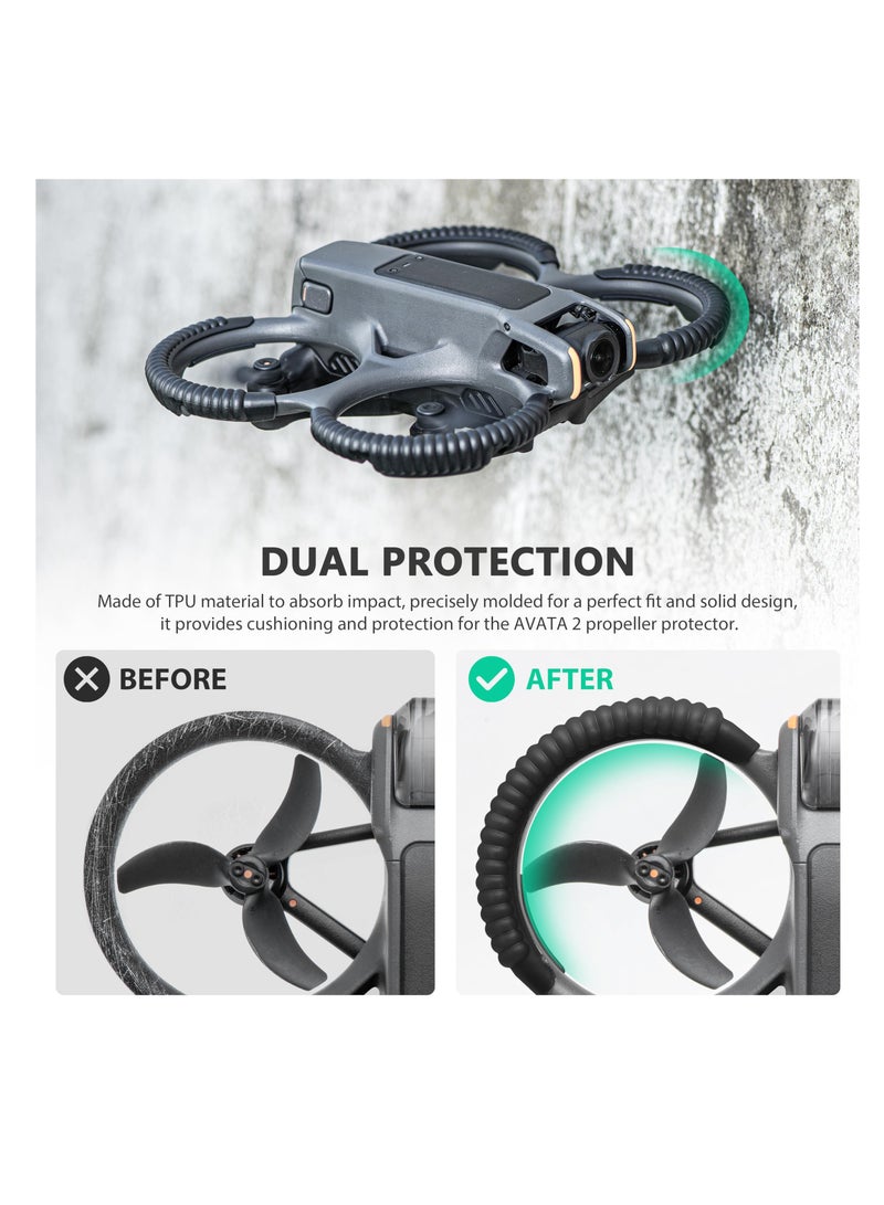 Excefore Propeller Guard Protector for DJI Avata 2, Drone Protective Bumper, Anti-Collision Shockproof Prop Protector for DJI Avata 2, Drone Accessories, Protection Guard Bar, Black - Image 2