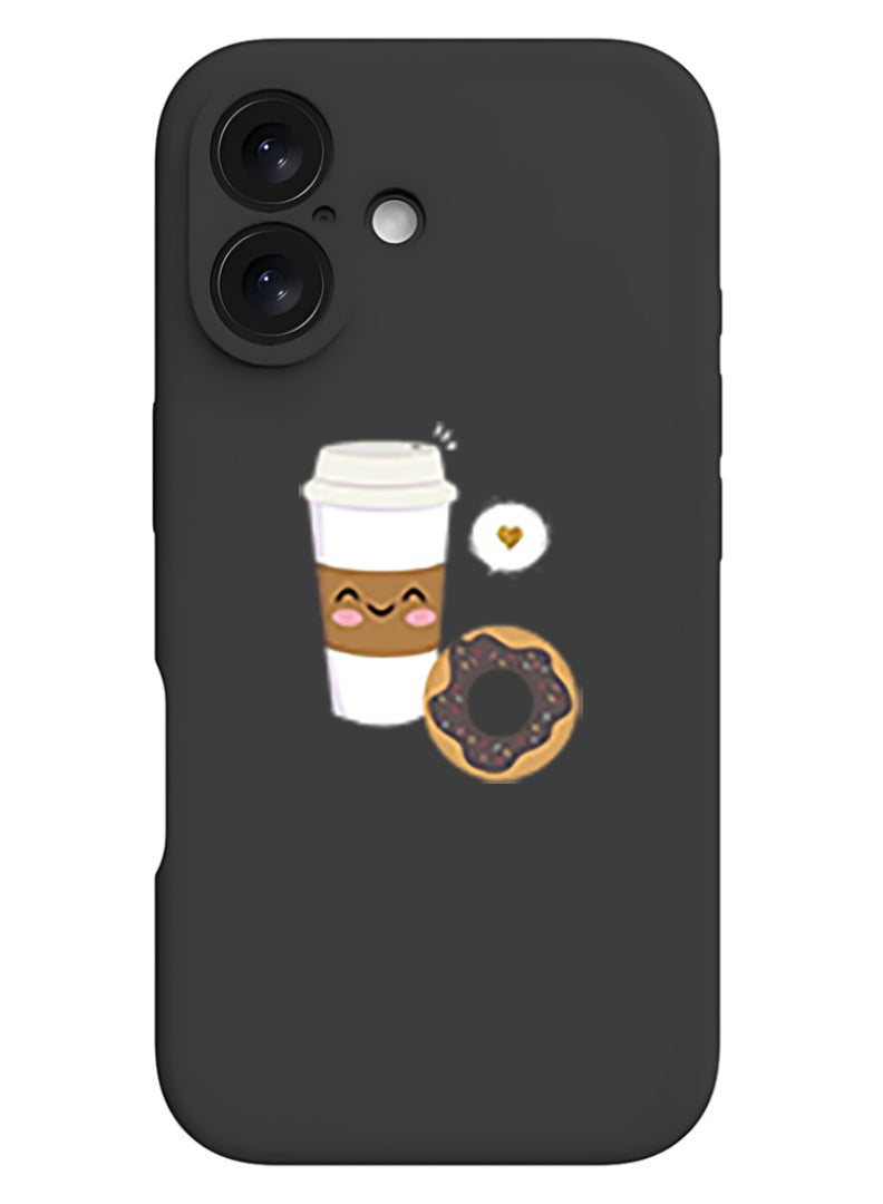 Theodor iPhone 16 Black Protective Slim Fit Case Liquid Silicone Cover with Full Body Protection Anti-Scratch Shockproof Case For iPhone - Coffee - Image 1