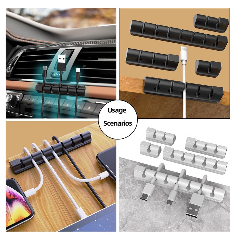 ITUGOU 11PCS Cable Management Cord Holder Organizer, Magnetic Cable Clips Adhesive Wire Keeper, Under Desk for Bedside Nightstand Table Desktop USB Wall Car Office Workspace Accessories (Black) - Image 4