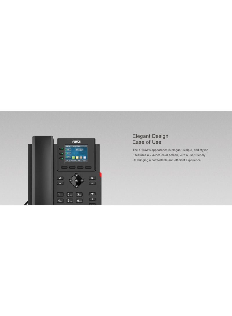 فانفيل Fanvil X303W Enterprise IP Phone,  2.4-inch 320x240 pixel color screen, supporting 4 SIP lines and 6-way audio conference - Image 4