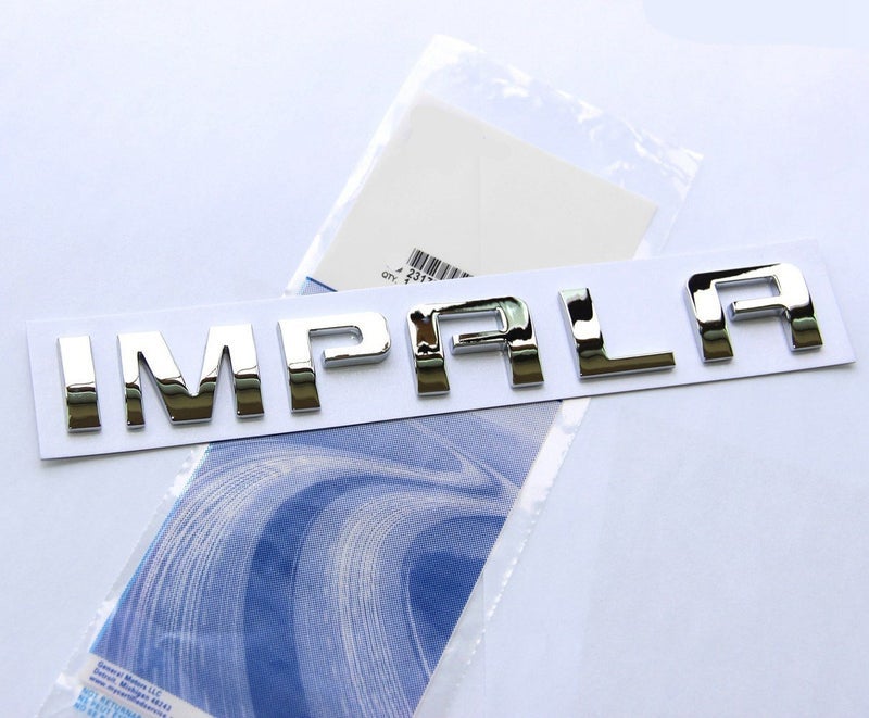Yoaoo 1x OEM Chrome Impala Nameplate Letters Emblem Badge Glossy 3D Logo Compatible with Impala 22743583 (Chrome) - Image 1