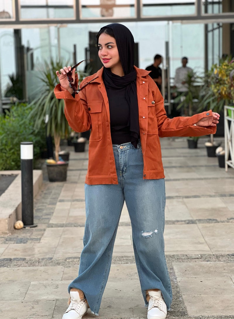 Puritopia Firebrick Basic Women Jacket With Pockets  - Image 1