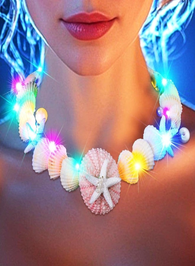 CLOACE Light Up Shell Necklace Boho LED Starfish Necklaces Beach Summer Necklace Jewelry Accessories for Women (Shell) - Image 4