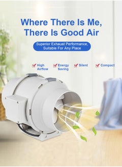 Glanfen 150 mm - 6 inch Diameter In Line Bathroom Extractor Fan with Run On Timer Loft Mounted Inline Shower Ceiling Powerful Ventilation Damp Control Silent In-line Toilet Ventilator  - Image 2