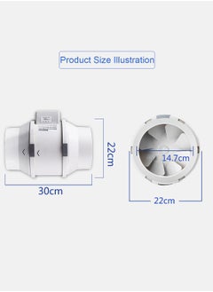 Glanfen 150 mm - 6 inch Diameter In Line Bathroom Extractor Fan with Run On Timer Loft Mounted Inline Shower Ceiling Powerful Ventilation Damp Control Silent In-line Toilet Ventilator  - Image 3