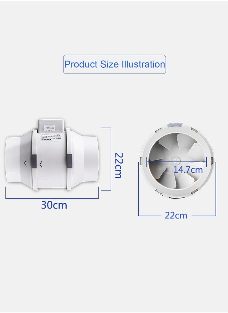 Glanfen - 150 mm - 6 inch Diameter In Line Bathroom Extractor Fan with Run On Timer Loft Mounted Inline Shower Ceiling Powerful Ventilation Damp Control Silent In-line Toilet Ventilator - Image 1