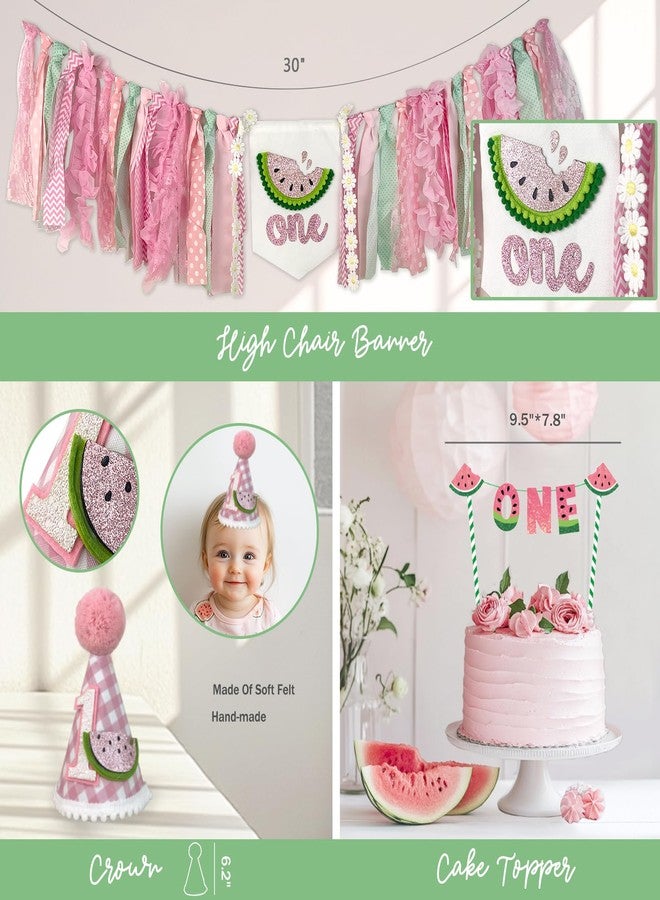 Hombae One In A Melon Party Decorations, Watermelon 1st Birthday Decorations, Our Little Sweetie Is One In A Melon Backdrop Balloons Banners Boxes Poster Crown for Pastel Watermelon First Supplies - Image 4