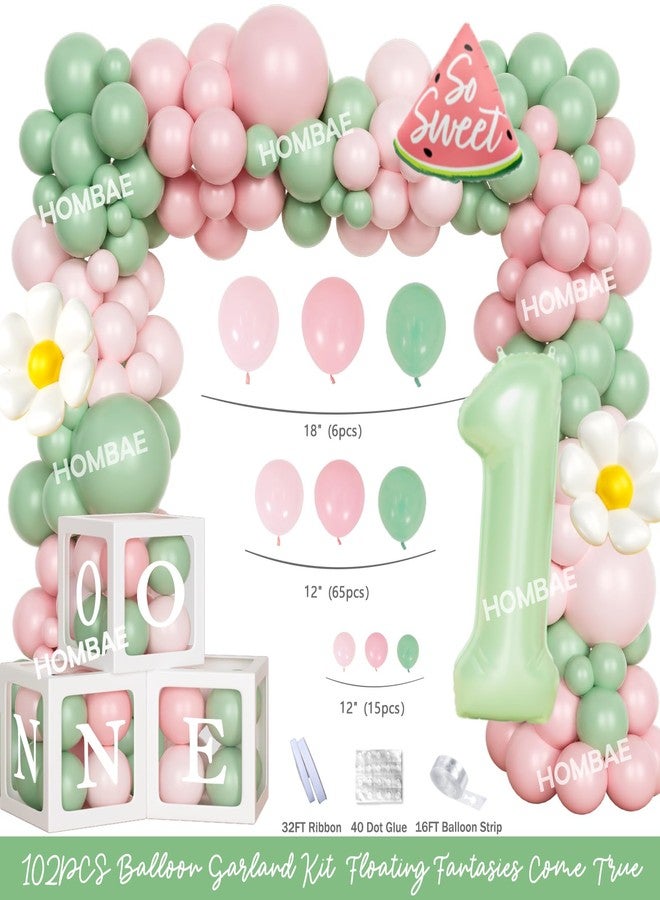 Hombae One In A Melon Party Decorations, Watermelon 1st Birthday Decorations, Our Little Sweetie Is One In A Melon Backdrop Balloons Banners Boxes Poster Crown for Pastel Watermelon First Supplies - Image 3