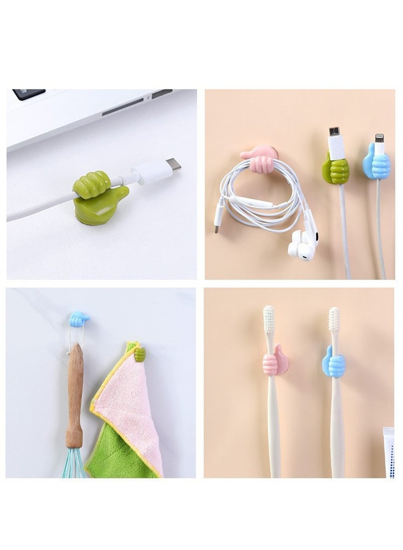 10pcs creative thumb hook multifunctional cable organizer wire holder strong traceless adhesive hook without punching for storage - Image 4