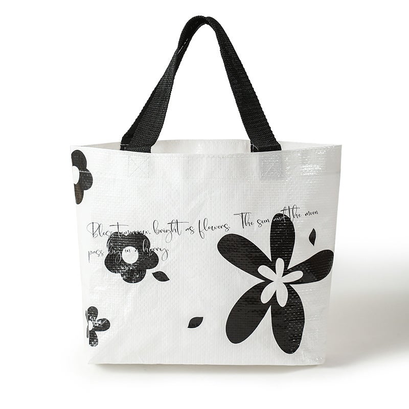 2023 Foldable Travel Tote Bag Ins Style White flower trumpet 